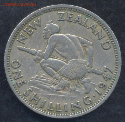 Новая Зеландия шиллинг 1947 г.10.04.2023 г. 22 -00 МСК. - шиллинг 1947