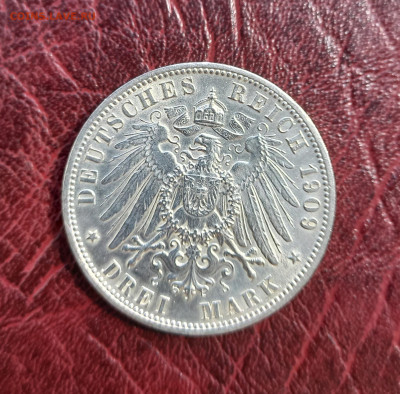 3 марки 1909 г., Вюртемберг, UNC, до 21.04. - 4