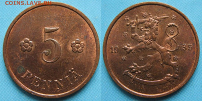 Финляндия 5 пенни 1935 до 31-05-23 в 22:00 - 18.27. -Финляндия 5 пенни 1935    3168