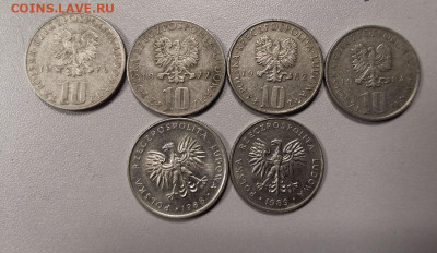 Польша 1976-1989гг: 10 и 20 злотых (6шт), до 10.06 - 4 Злотые-2