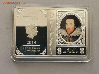 2 доллара 2014 Ниуэ Шекспир, Ag999, до 18.08 - ЯЯ Шекспир-2