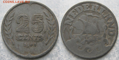 Нидерланды 25 центов 1942 до 14-11-23 в 22:00 - Нидерланды 25 центов 1942     190-к74-11189