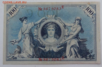 100 марок 1908 Германия красный до 02.12.2022 22:00 МСК - Ба4