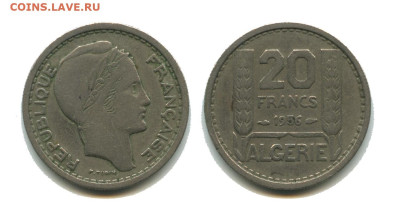 Фр. Алжир 20 франков 1956, 05.01.2024 22.00 мск - алжир фр 20 франков 1956