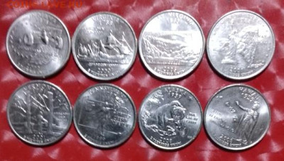 США: Квотеры-штаты 8 монет, все двор D, Фикс - Квотеры-штаты 8шт Р 20.10.23