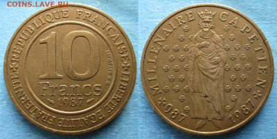 Франция 10 франков 1987 Капет   до 01-02-24 в 22:00 - Франция 10 франков 1987 Капет    210-асс5-4696