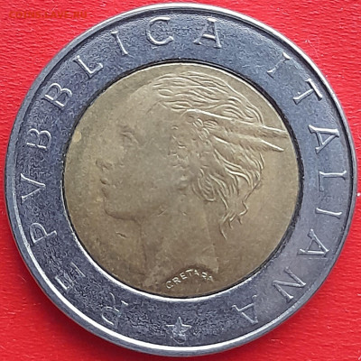 Италия, 500 лир,  1996, (КМ # 181)  – до 22:00, 02.02.24 - 9-Италия-2