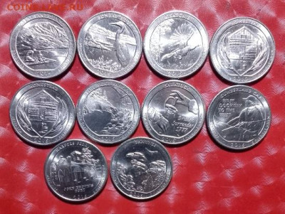 США 20 монет: Квотеры-штаты 10шт + Квотеры-Парки 10шт Фикс - США Квотеры-Парки 10шт Р 25.10.23