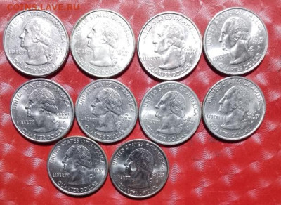 США 20 монет: Квотеры-штаты 10шт + Квотеры-Парки 10шт Фикс - США  Квотеры-Штаты 10шт А 25.10.23