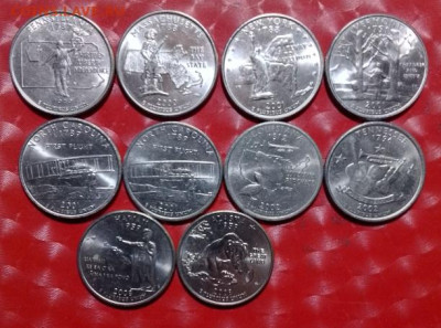 США 20 монет: Квотеры-штаты 10шт + Квотеры-Парки 10шт Фикс - США  Квотеры-Штаты 10шт Р 25.10.23