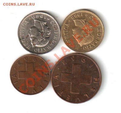 Монеты Англии, Швейцарии, Чехословакии - Швейцарияав