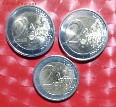 2 Евро Юбил 3шт: Франция 2015,Германия 2012,Эстония2015 Фикс - 2 Евро Юб 3 монеты P Monika52