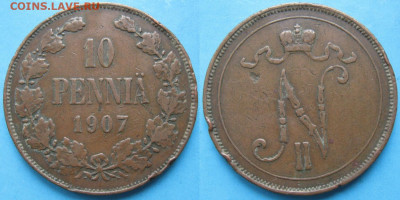 Финляндия 10 пенни 1907 до 26-03-24 в 22:00 - Финляндия 10 пенни 1907    3488