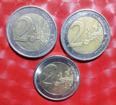 2 Евро Юбилейные 3 монеты Греция,Германия,Германия Фикс - 2Евро 3шт Греция2004,Германия2012D,Германия2013D  Р