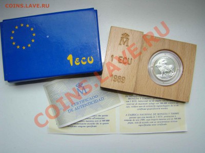Испания 1 экю 1989, серебро, в коробке с сертификатом - DSC04597.JPG